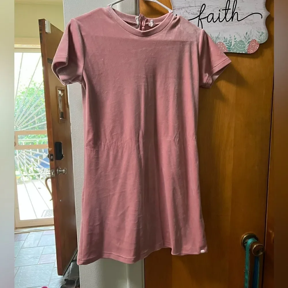 Girls A-Line Velour Short Sleeve Dress